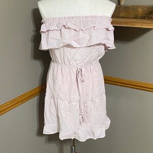 Le lis Off the Shoulder strapless blush pink mini ruffle Dress size small